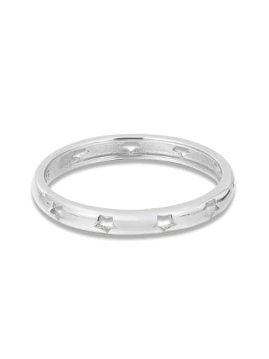 925 Sterling Silver Hollow  Pentagram Minimalist Band Ring