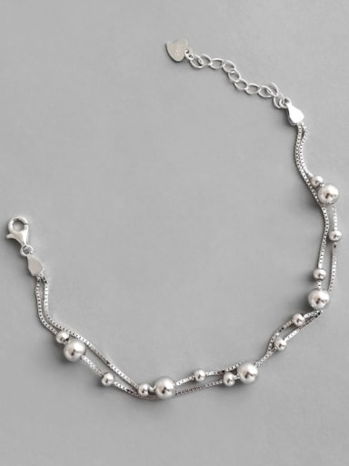 925 Sterling Silver Bead Round Minimalist Beaded Bracelet