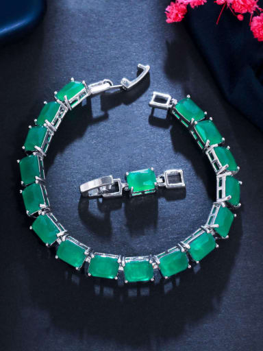 Brass Cubic Zirconia Geometric Luxury Bracelet
