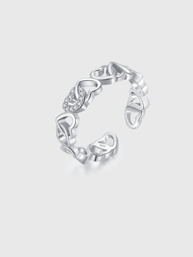 925 Sterling Silver Cubic Zirconia Heart Cute Band Ring