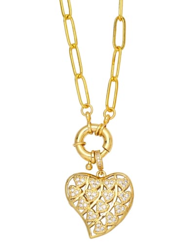 Brass Cubic Zirconia Heart Vintage  Sun Pendant Necklace