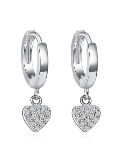 RHE688S 925 Sterling Silver Cubic Zirconia Five-pointed star Heart Trend Huggie Earring