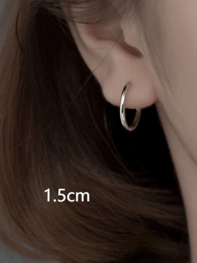 Silver 15MM 925 Sterling Silver Geometric Minimalist Huggie Earring
