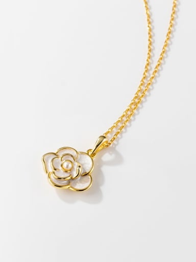 925 Sterling Silver Enamel Flower Minimalist Necklace