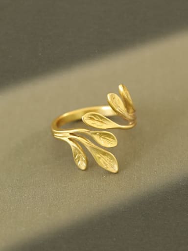 925 Sterling Silver Leaf Minimalist Band Ring