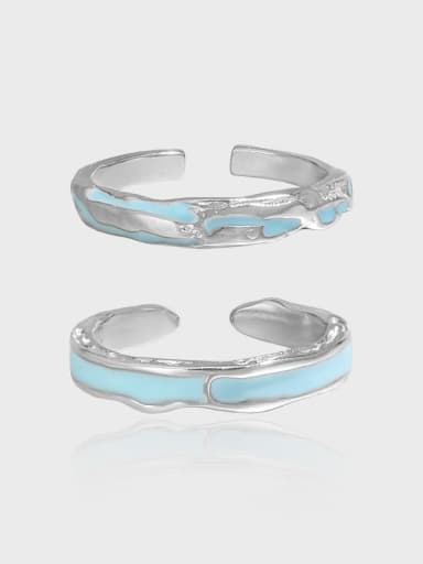 925 Sterling Silver Enamel Irregular Minimalist Band Ring