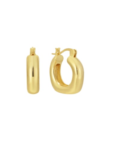 Brass Smooth Square Minimalist Huggie Earring