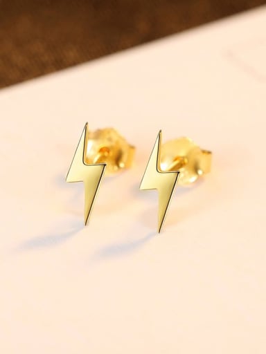 18K 24A11 925 Sterling Silver Irregular lightning Minimalist Stud Earring