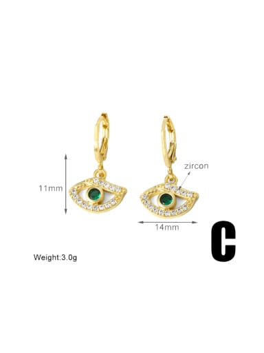 C Brass Cubic Zirconia Flower Minimalist Huggie Earring