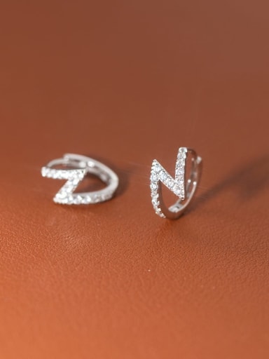 925 Sterling Silver Cubic Zirconia Irregular Minimalist Stud Earring