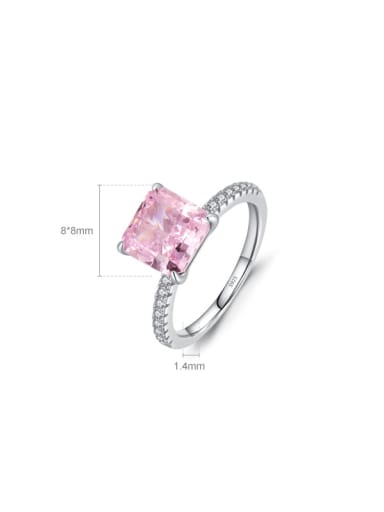 Pink 925 Sterling Silver Cubic Zirconia Geometric Dainty Band Ring