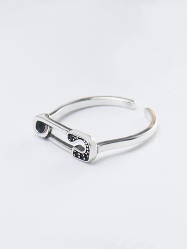 925 Sterling Silver Geometric Pin Vintage Band Ring