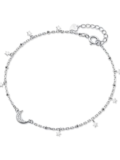 925 Sterling Silver  Minimalist  Star Moon  Anklet