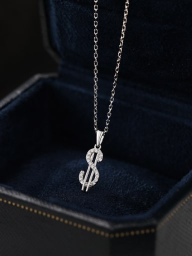 925 Sterling Silver Cubic Zirconia Letter Dainty Necklace