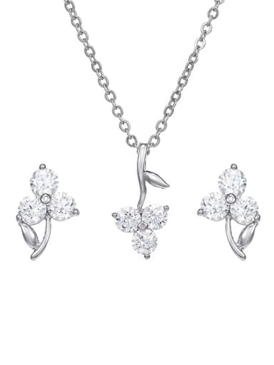 Alloy Cubic Zirconia Dainty Flower Earring and Necklace Set
