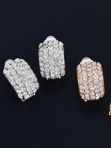 Alloy Rhinestone Geometric Luxury Clip Earring