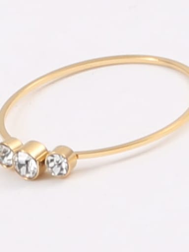 Gold uS 6 A535 Titanium Steel Cubic Zirconia Geometric Minimalist Band Ring