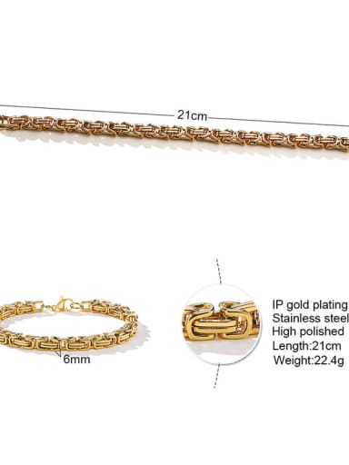 Gold length 21cm+ 6mm Titanium Steel Irregular Minimalist Link Bracelet