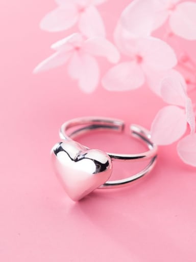 925 Sterling Silver Heart Minimalist Free Size Ring