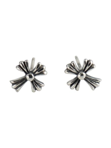 925 Sterling Silver Cross Vintage Stud Earring
