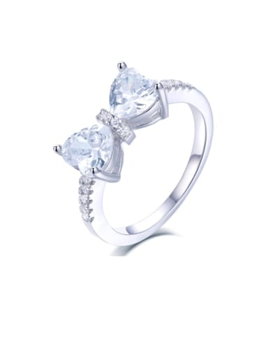 925 Sterling Silver Cubic Zirconia Bowknot Minimalist Band Ring