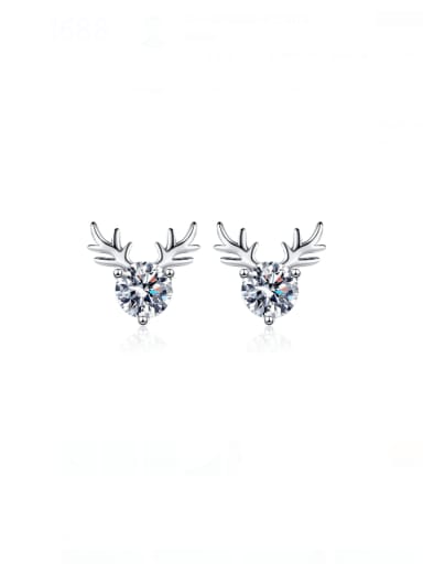 925 Sterling Silver Moissanite Deer Cute Stud Earring