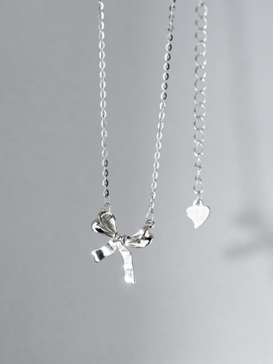 Necklace Silver 925 Sterling Silver Bowknot Minimalist Necklace