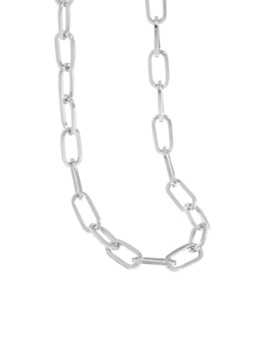 silvery 925 Sterling Silver Hollow Geometric Chain Vintage Necklace