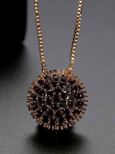 Copper Cubic Zirconia Retro round flower pendant  Necklace