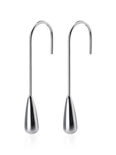 925 sterling silver smooth water drop minimalist hook earring