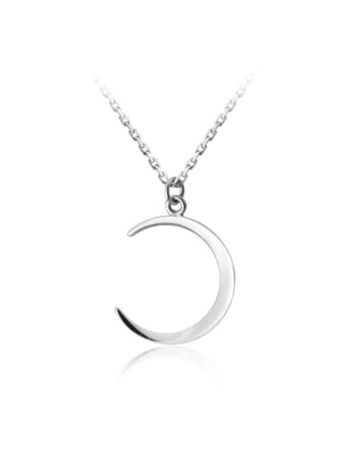 925 Sterling Silver Smooth Moon Minimalist Necklace