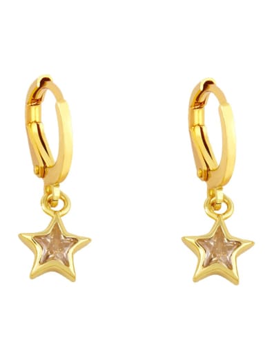 Brass Cubic Zirconia Star Minimalist Huggie Earring