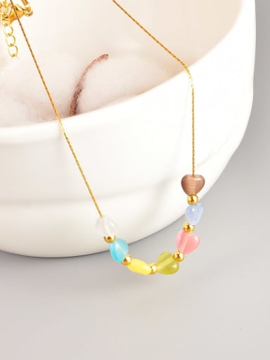 Titanium Steel Glass Stone Heart Minimalist Necklace