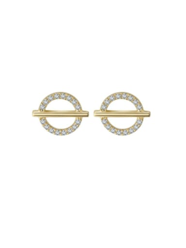 14K gold 925 Sterling Silver Cubic Zirconia Geometric Minimalist Stud Earring