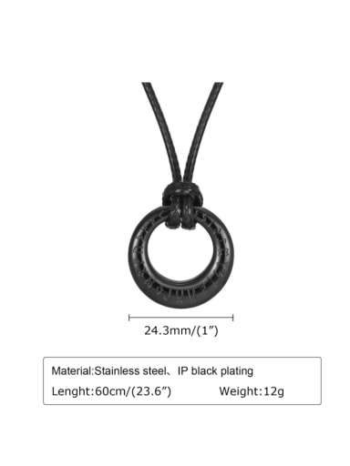 Black with rope Stainless steel Leather Rope  Geometric Hip Hop Necklace