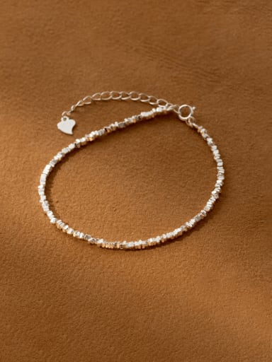925 Sterling Silver Imitation Pearl Geometric Minimalist Strand Bracelet