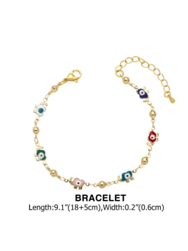 Bracelet Brass Cubic Zirconia Minimalist Elephant Bracelet and Necklace Set