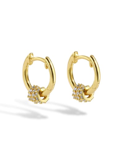 Brass Cubic Zirconia Round Minimalist Huggie Earring