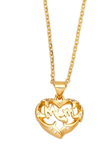 C Brass Cubic Zirconia Letter Vintage Heart Pendant Necklace