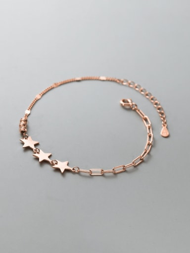 925 Sterling Silver Pentagram Minimalist Asymmetrical  Chain Bracelet