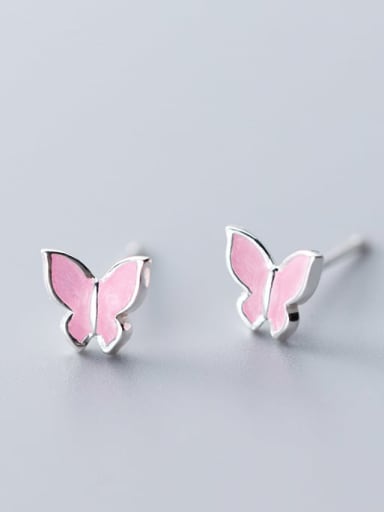 925 Sterling Silver Enamel Butterfly Minimalist Stud Earring