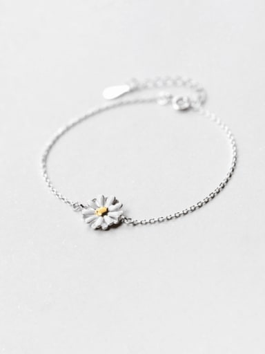 925 Sterling Silver Flower Minimalist Link Bracelet