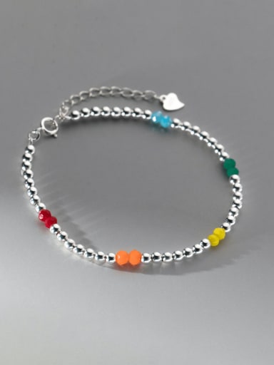 925 Sterling Silver Geometric Cute Handmade Beaded Bracelet