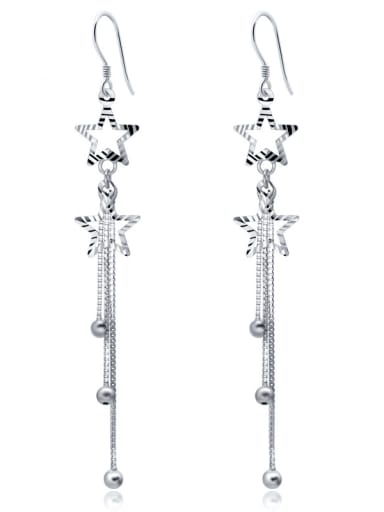 925 Sterling Silver Five-Pointed Star Tassel Minimalist Threader Earring