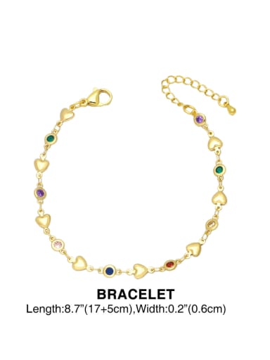 Bracelet Brass Cubic Zirconia Bohemia Heart  Bracelet and Necklace Set