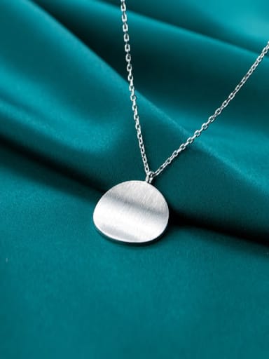 925 Sterling Silver  Minimalist Round Pendant Necklace
