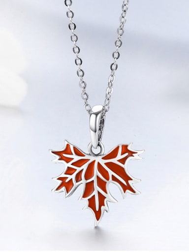 925 Sterling Silver Enamel Minimalist Leaf  Pendant