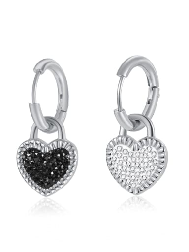 775 Steel Earrings Titanium Steel Cubic Zirconia Heart Minimalist Huggie Earring