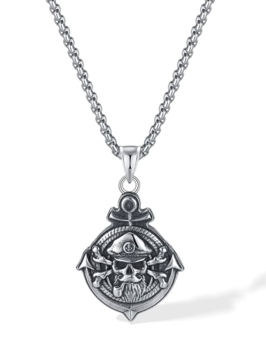 GX2459 pendant with chain 3mm*55cm Stainless steel Skull Hip Hop Necklace