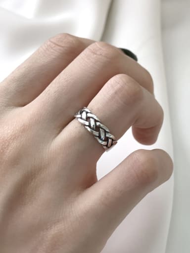 925 Sterling Silver Geometric Chain  Minimalist Band Ring